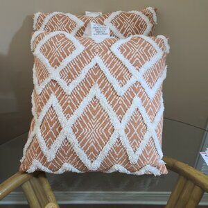 At Home Terracotta Orange and Cream Geometric Throw Pillows